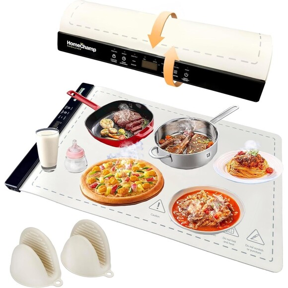 Portable Electric Silicone Food Warming Mat with Child safety Lock, Color Blue - Picture 13 of 16